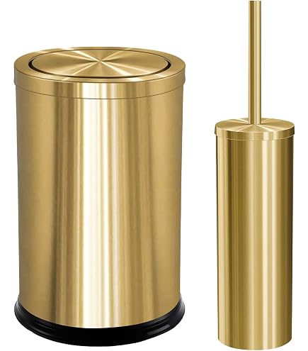 Amazon.com: Maxdot 2 Pcs Gold Bathroom Trash Can with Flipping Lid